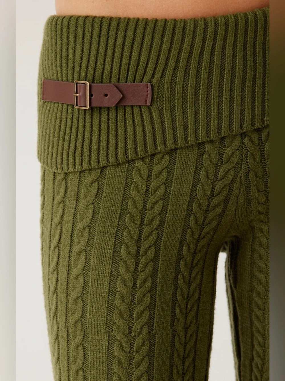Frankie’s Bikinis Cable Cloud Knit Hoodie + Pant Set in Jade Green